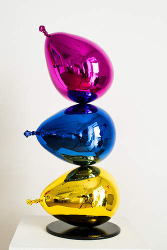 Trois ballons de foire violet-bleu-or