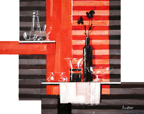 Rose noire sur fond rouge