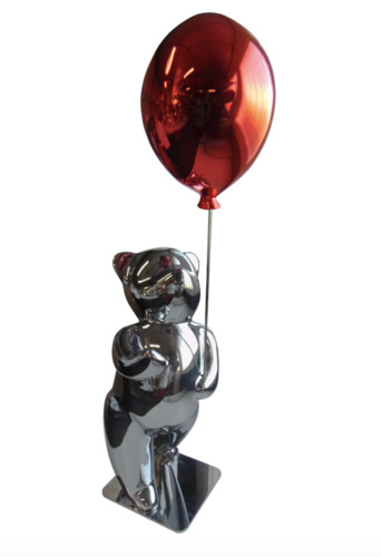 Sunny red : Teddy avec ballon (Résine - Glossy)