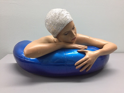 Miniature Serena with Swarovski crystal cap and blue tube, 2018